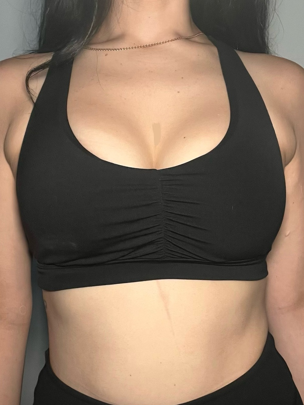 Aerie Black Ruched Scoop Racerback Sports Bra